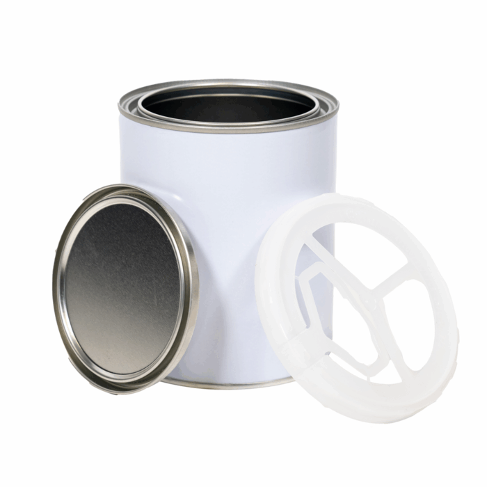 1L White Metal Pail with Plain Interior