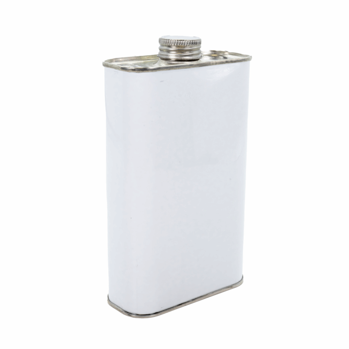 1L White Rectangular Tin with 38mm Neck