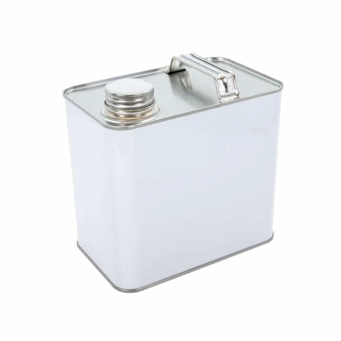 2.5L White Rectangular Tin with 38mm Neck