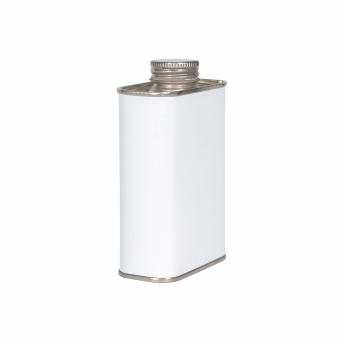 250ml White Rectangular Tin with 25mm Neck