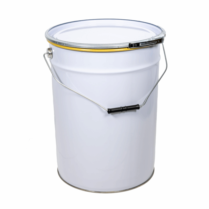 25L White Metal Pail with Lacquered Interior