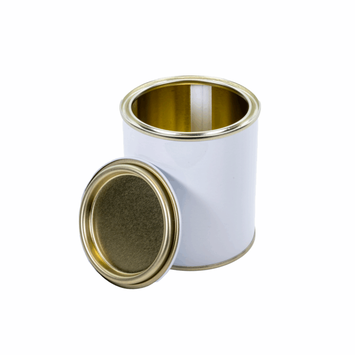 500ml White Lever Lid Tin with Lacquered Interior
