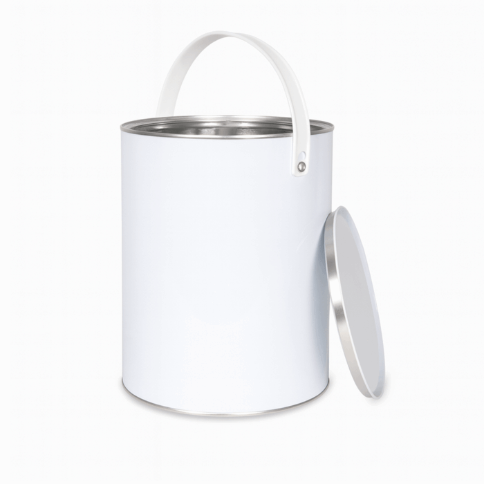 5L White Lever Lid Tin with Plain Interior
