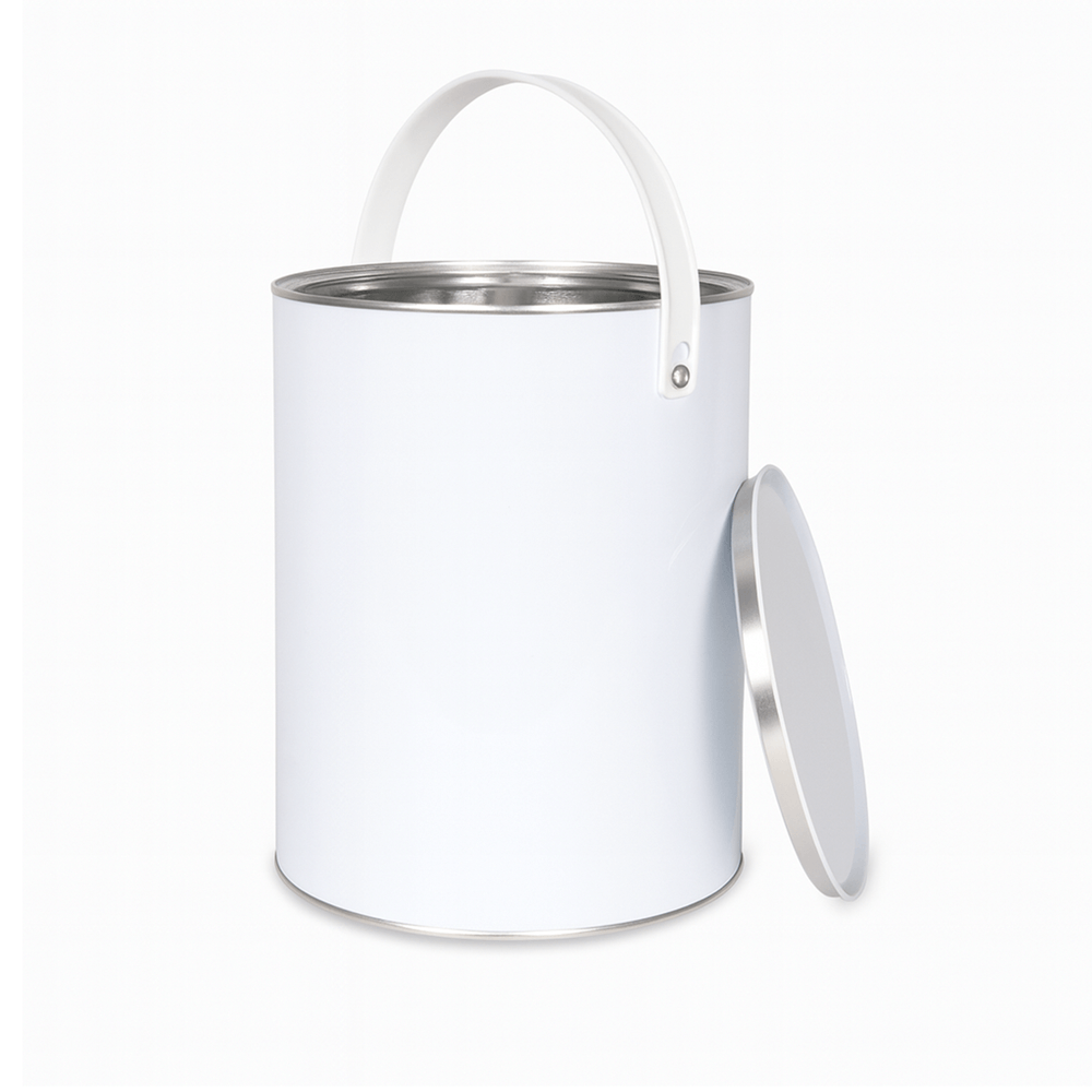 5L White Lever Lid Tin with Plain Interior