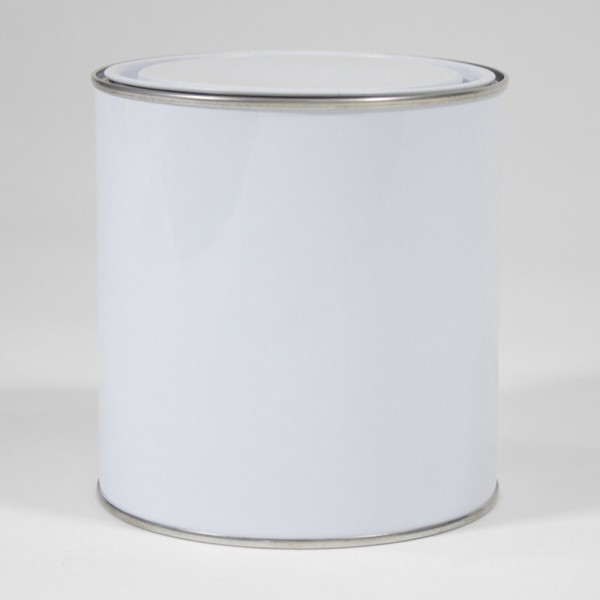 1L White Lever Lid Tin W/Plain Interior
